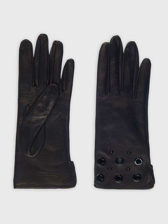 Leather gloves with eyelets - 1