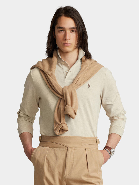 Cotton Polo-shirt with long sleeves - 1