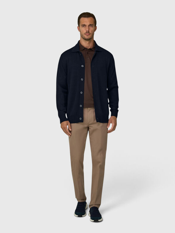 Dark blue wool cardigan - 3