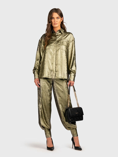 Golden trousers with wide legs - 5
