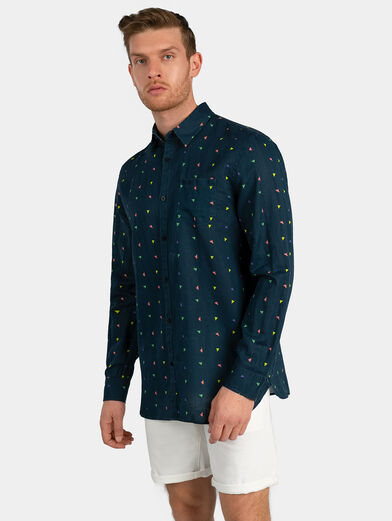 COLLINS Linen shirt with geometric print - 1