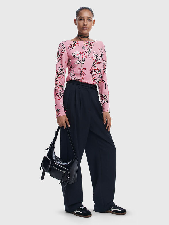 Pink blouse with floral print - 2
