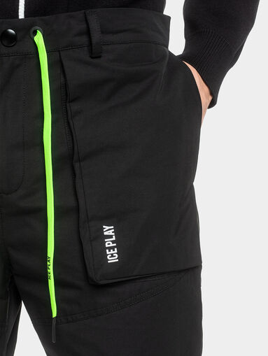 Sports pants with laces in neon color - 4