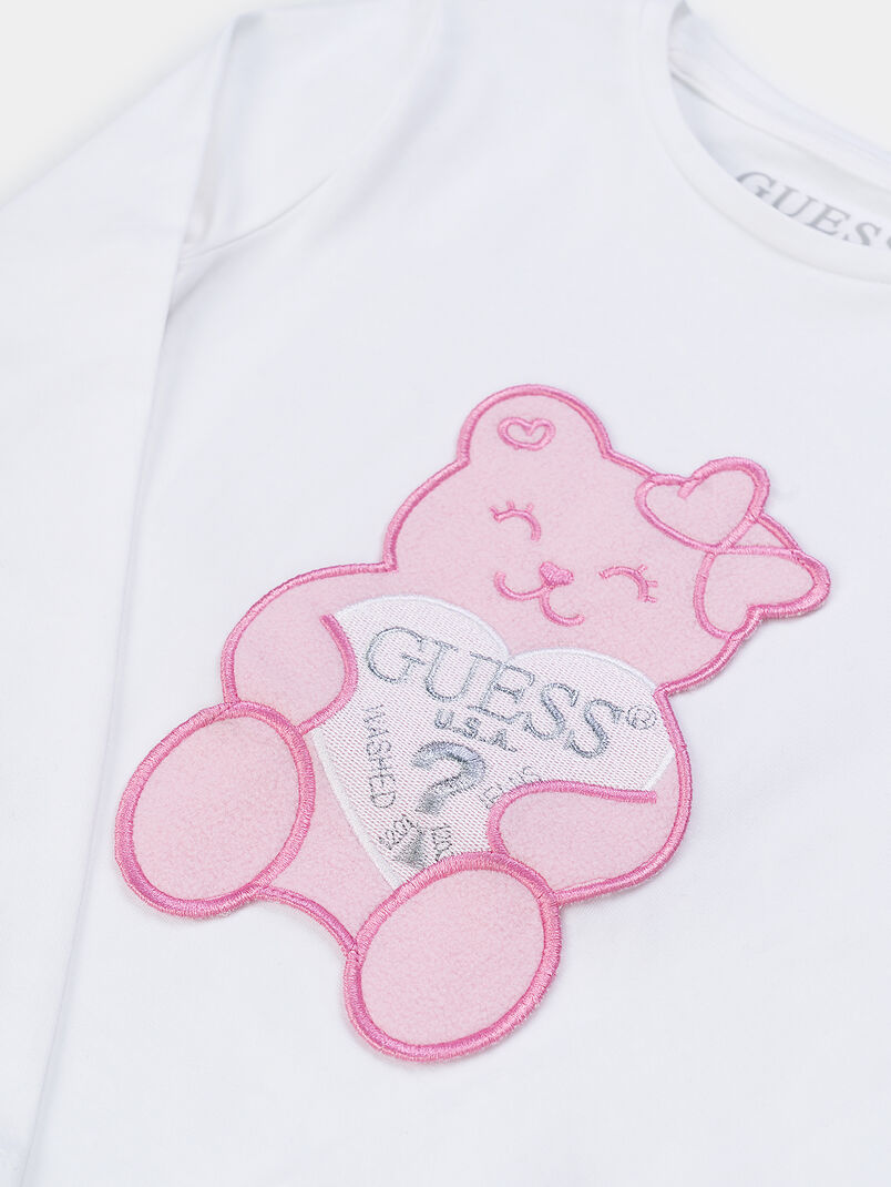 Long-sleeved blouse with teddy bear applique - 3