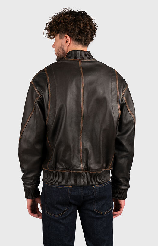 Leather bomber jacket brand TRUSSARDI —
