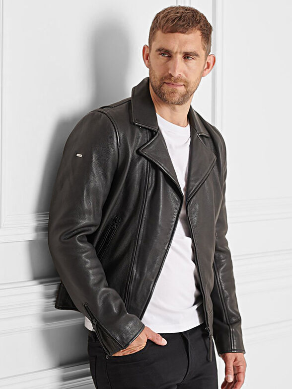Leather biker jacket - 1