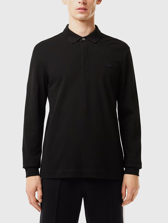 Black polo-shirt with long sleeves - 1