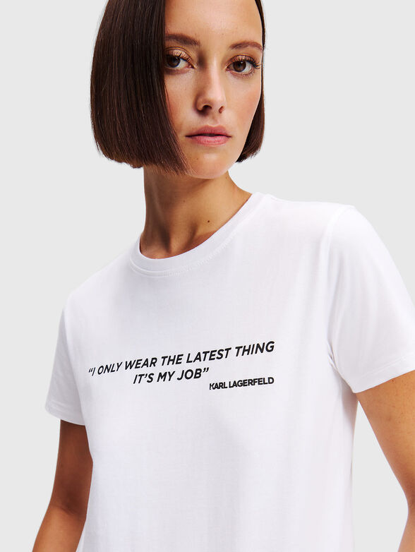 Cotton T-shirt with oval neckline and print - 4