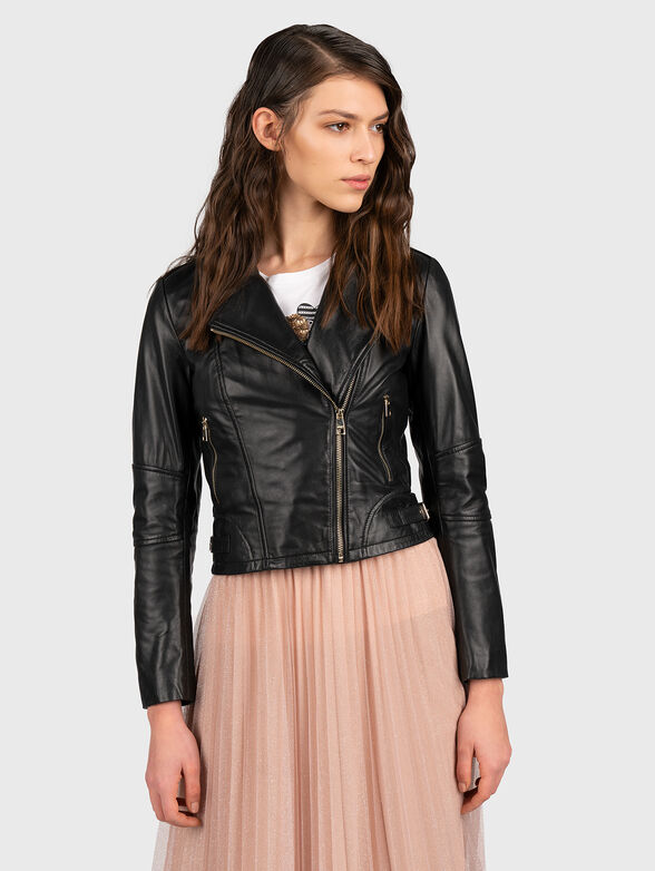 Leather jacket with pockets - 1