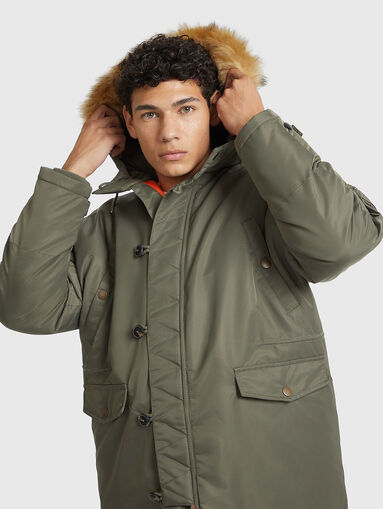 Black padded parka with hood - 4