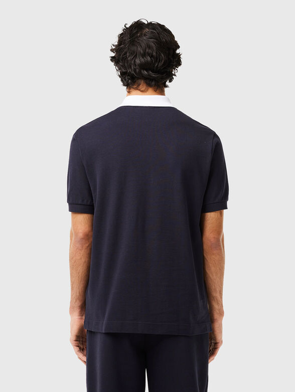 Navy polo shirt with contrast collar - 3