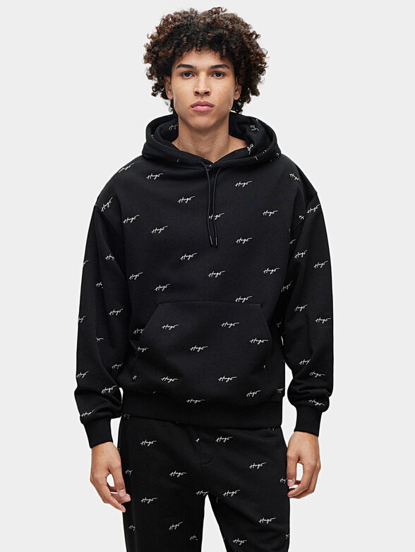Black sweatshirt with monogram logo print - 1