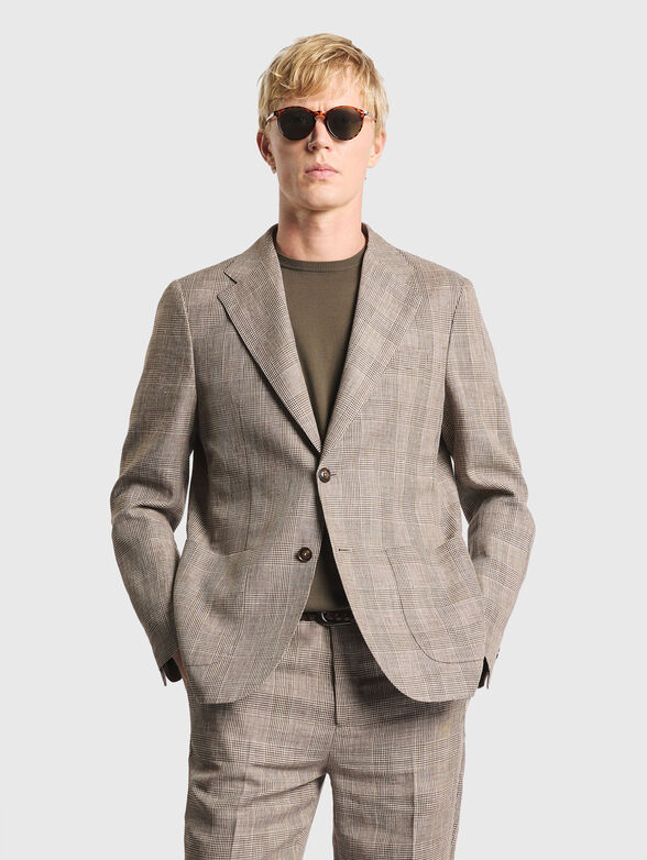 Checkered wool and linen jacket - 1