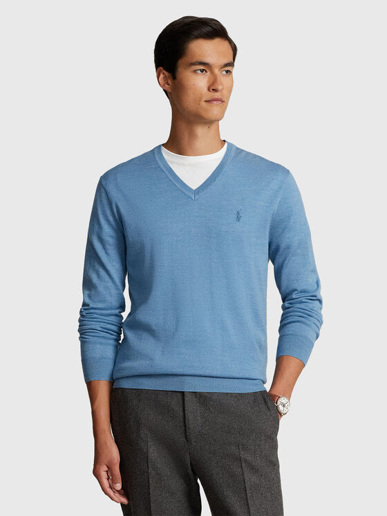 Вълнен пуловер с бродирано лого  - 1