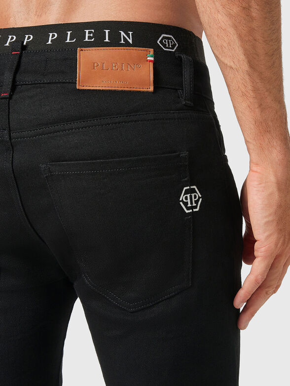 BIKER slim jeans in black color - 3