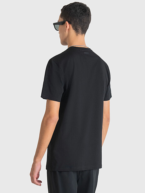 Black cotton T-shirt with print - 2