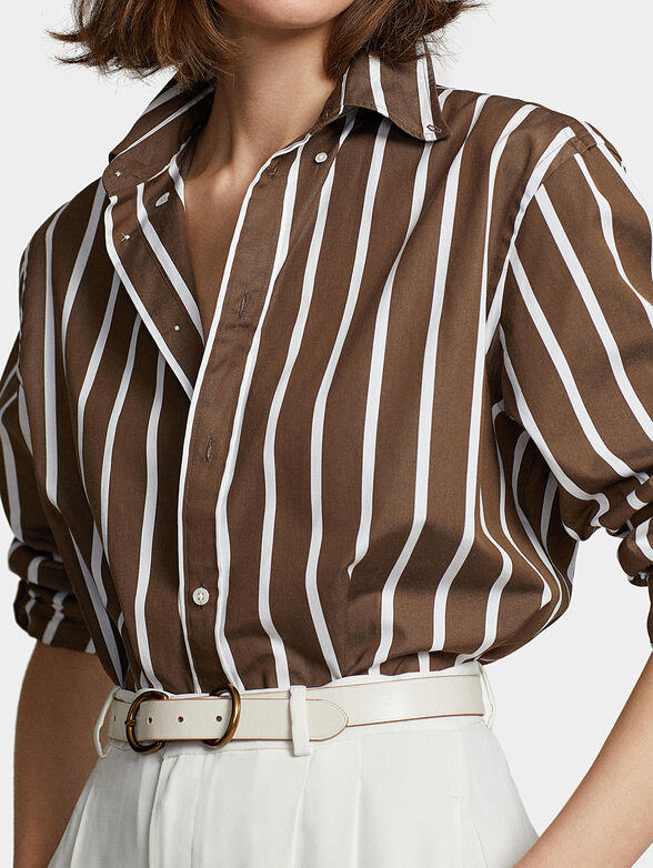 Brown striped shirt - 4