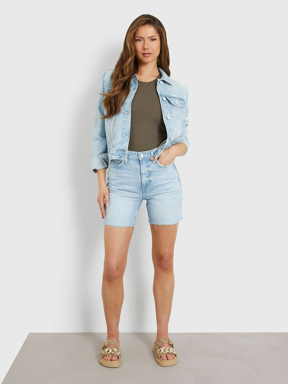 Denim shorts with unfinished hem - 4