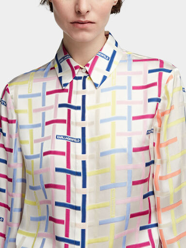 Silk shirt with logo print - 3