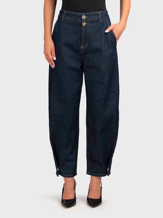 High waisted jeans with logo detail - 1