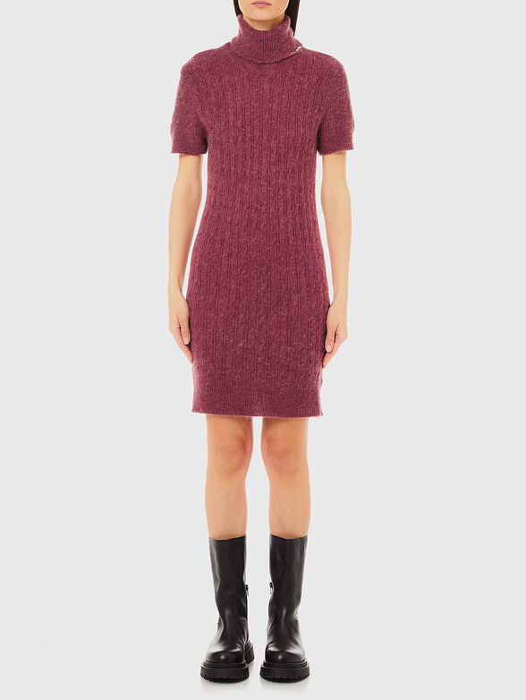 Knitted dress in red color - 1