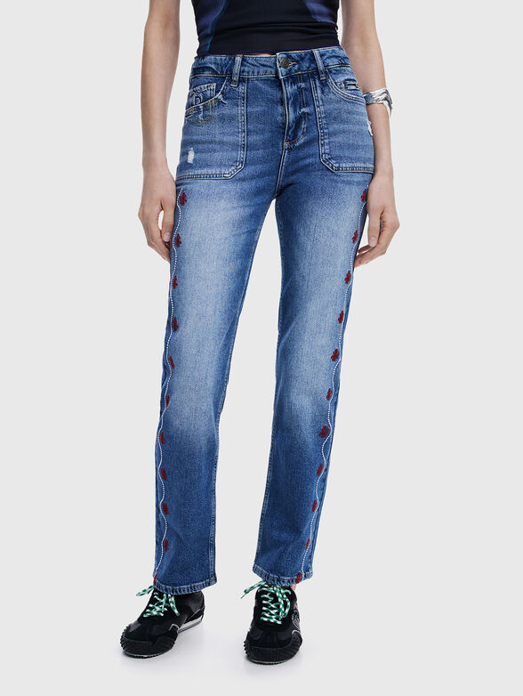 Straight jeans with embroidery - 1