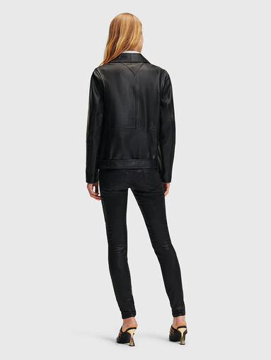 Leather biker jacket with detachable sleeves - 4