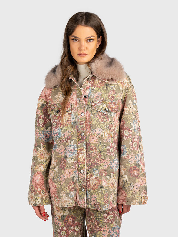 Faux fur jacket with collar - 1