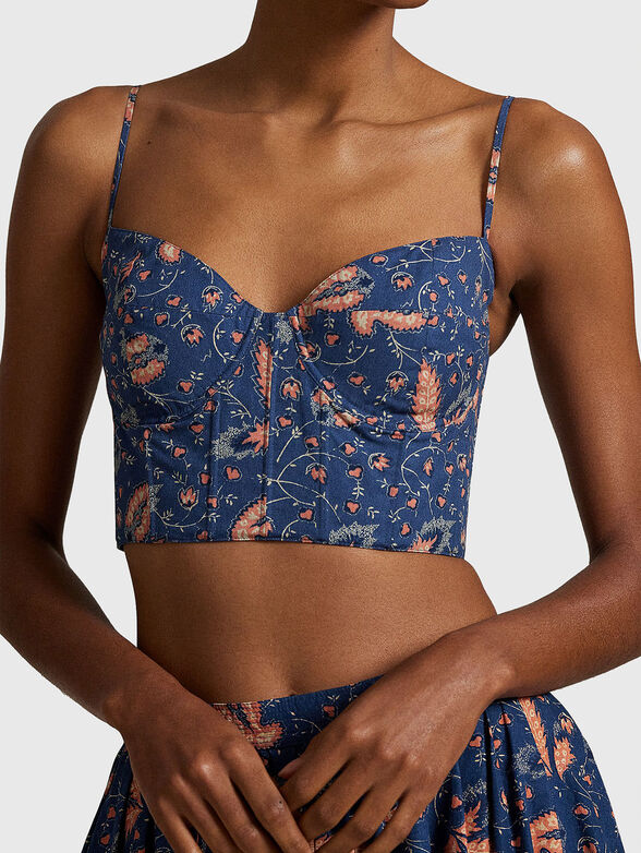 Floral cotton bustier top - 4