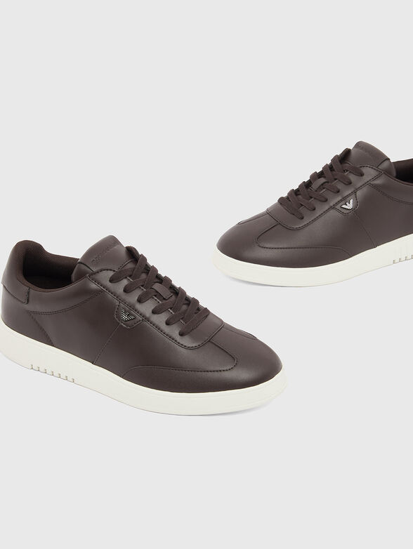Genuine leather sneakers with a logo - 4