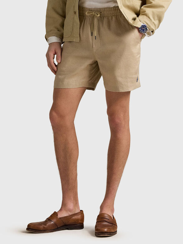 Beige linen shorts - 1