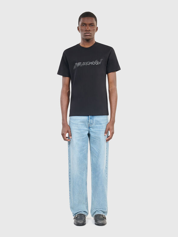 Black cotton T-shirt with print - 2
