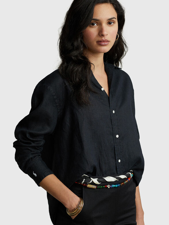 Black linen shirt - 4