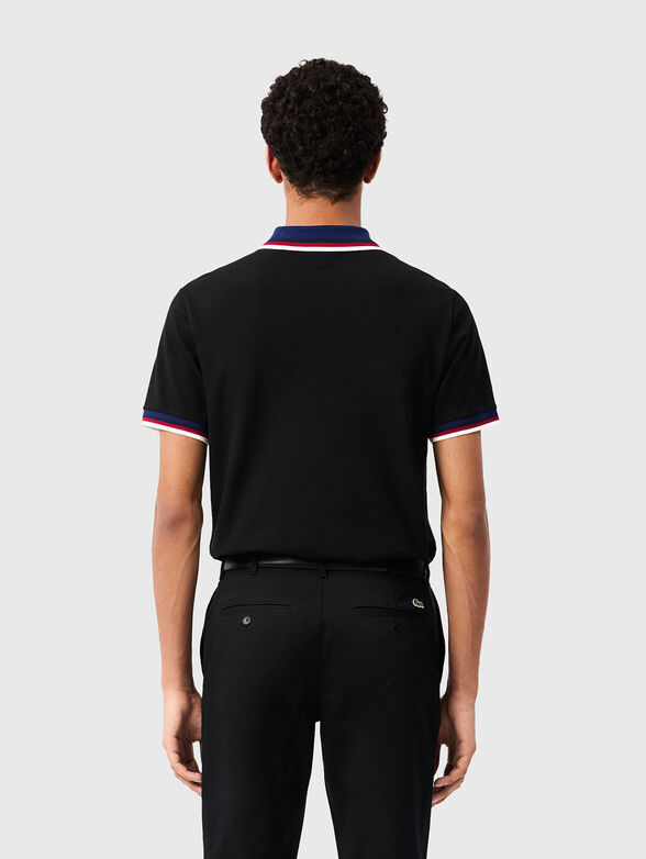 Black polo shirt with contrast collar - 3