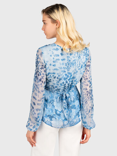 Floral print V-neck blouse - 3