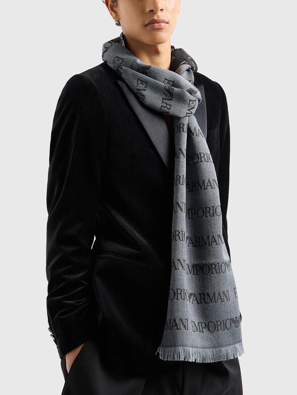 Wool blend scarf with monogram logo - 2