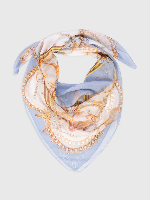 Square scarf with print with logo - 1