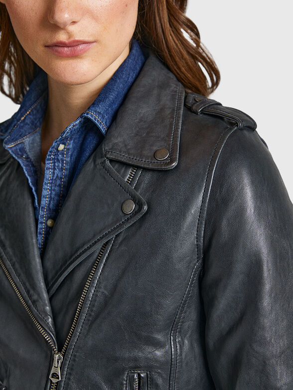 MOON real leather biker jacket - 4
