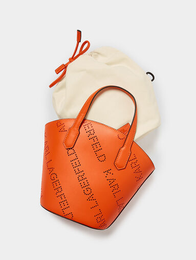 K/PUNCHED LOGO small tote bag in orange color - 5