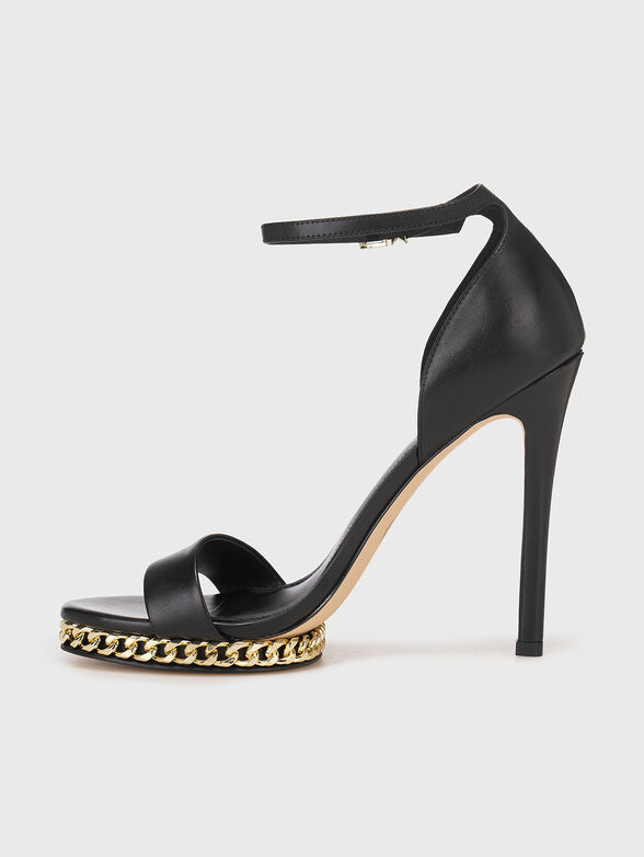 Black leather sandals with golden accent - 4