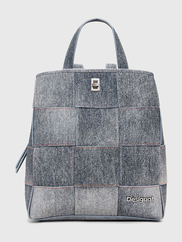 Medium braided denim-effect backpack - 1