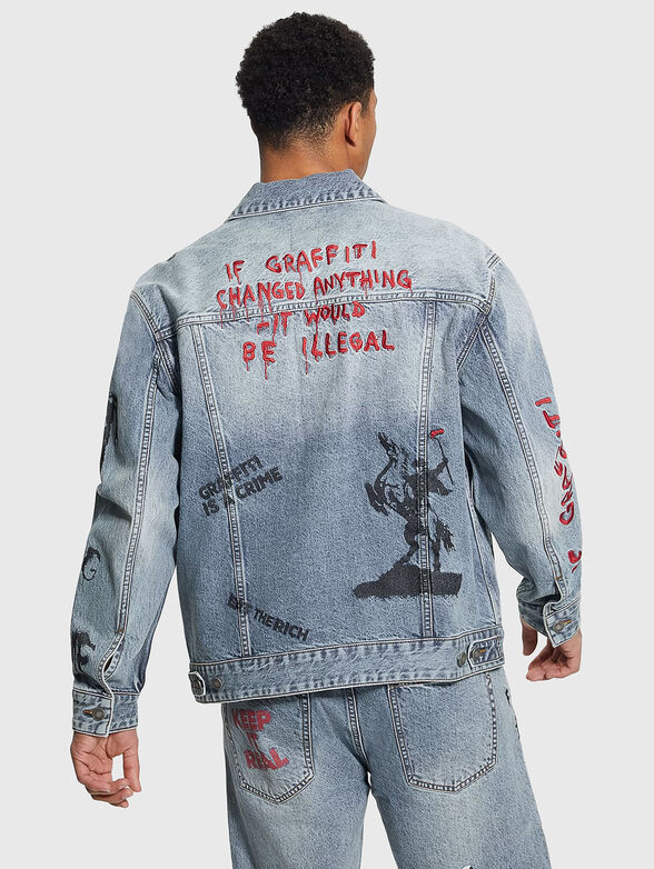 Oversized denim jacket with print - 2