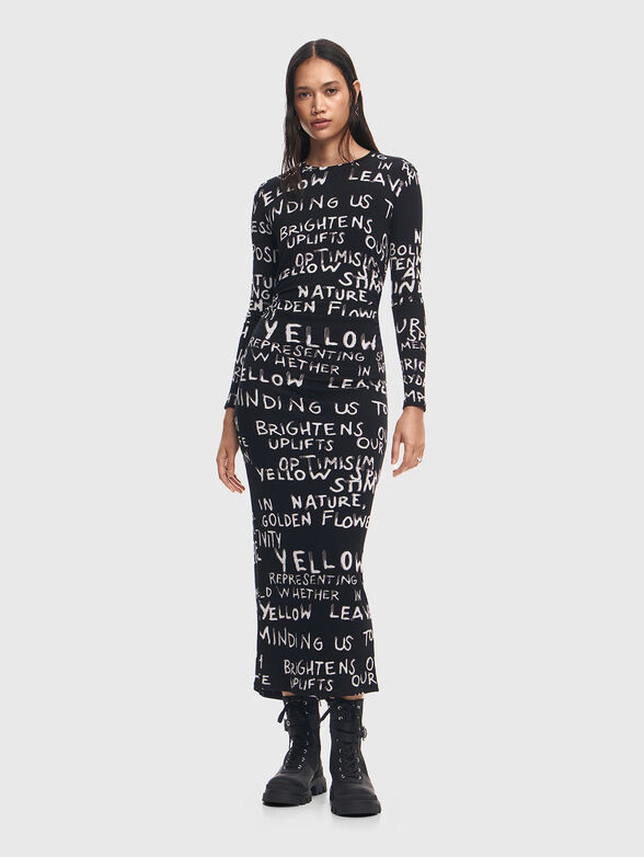 HESIAN slim dress with contrast lettering - 1