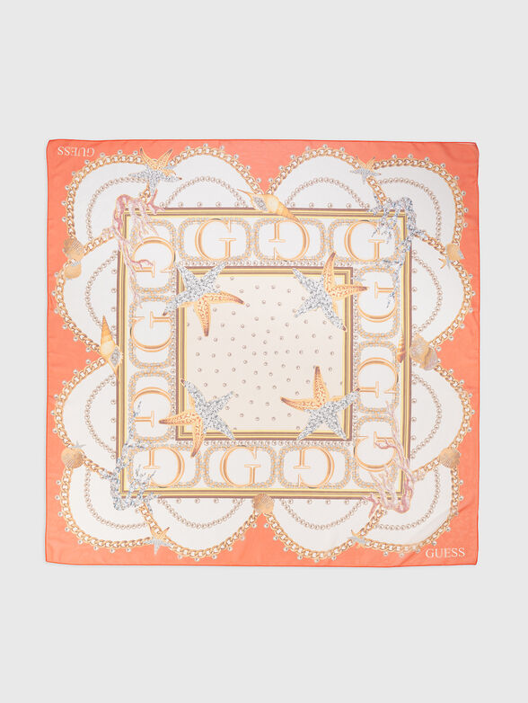 Square scarf with print with logo - 2