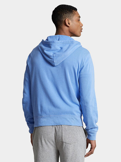Light blue sports sweatshirt with hood and zipper - 2