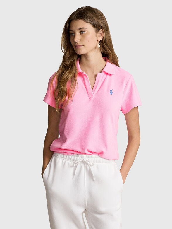 Pink plush polo-shirt - 1