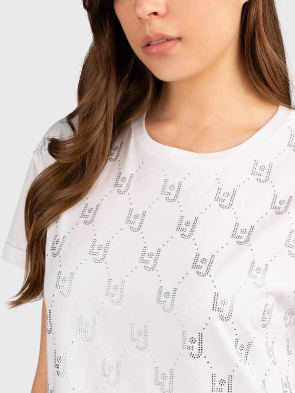 Crystal embellished T-shirt - 4