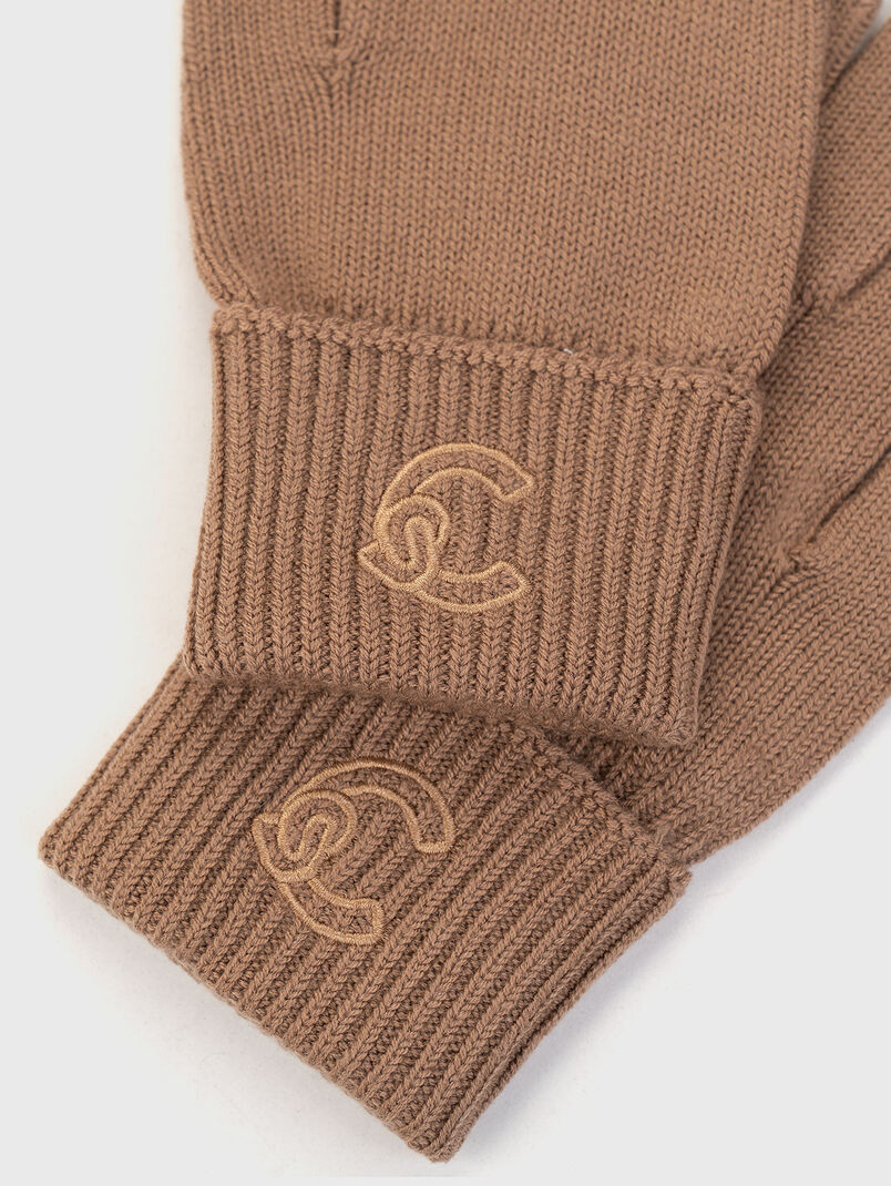 Wool blend gloves with logo - 3