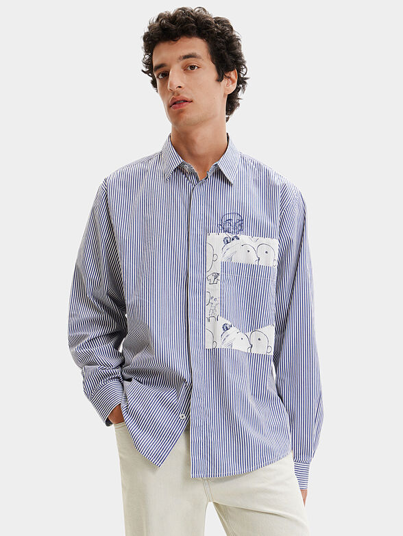 Striped shirt with big accented pocket - 0