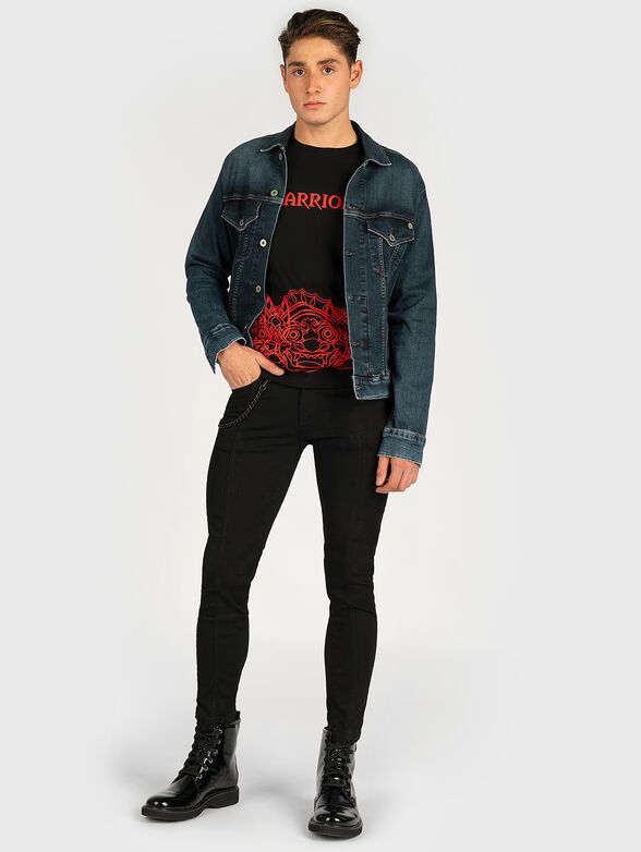 Black blouse with contrasting print - 6